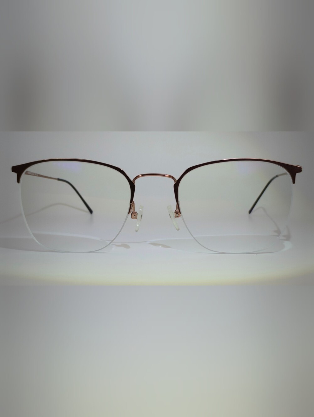 Urban Square Rose Gold Semi Rimless Minimalist Metal Eyewear.